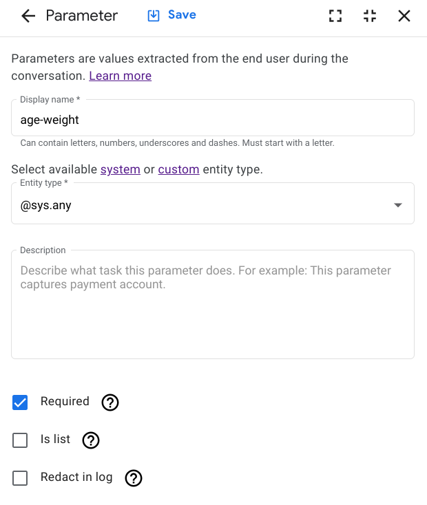 Parameter erstellen 