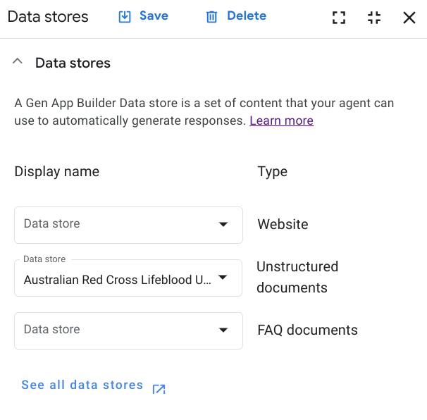 Associate the data store you have created