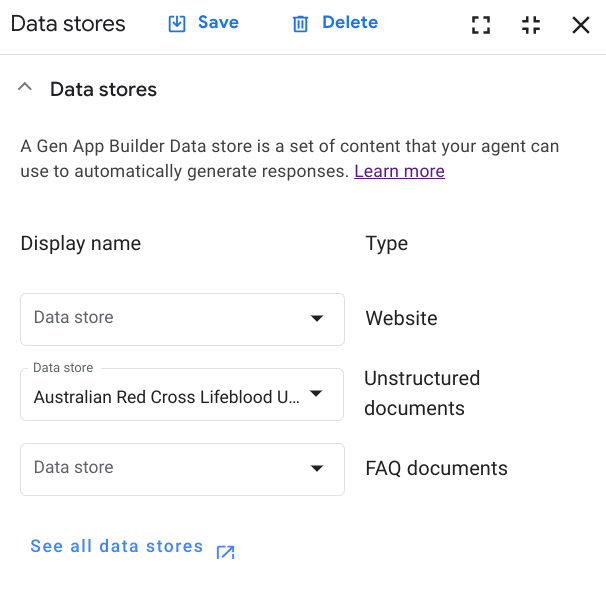 Associa il datastore che hai creato