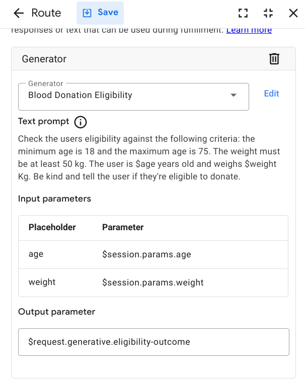 Informed decision making using Dialogflow CX generators and data