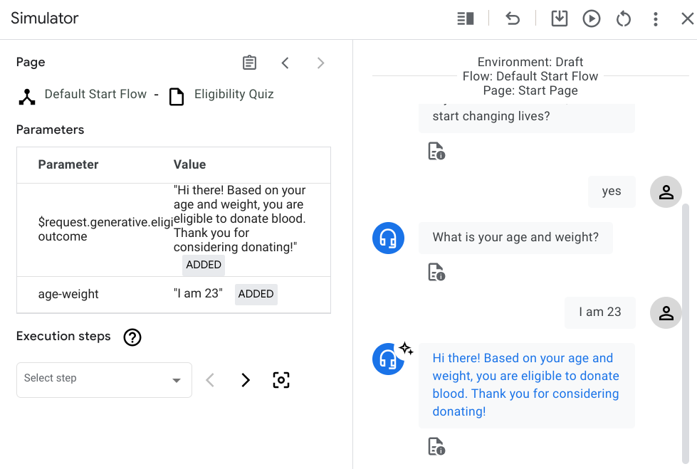 Informed decision making using Dialogflow CX generators and data