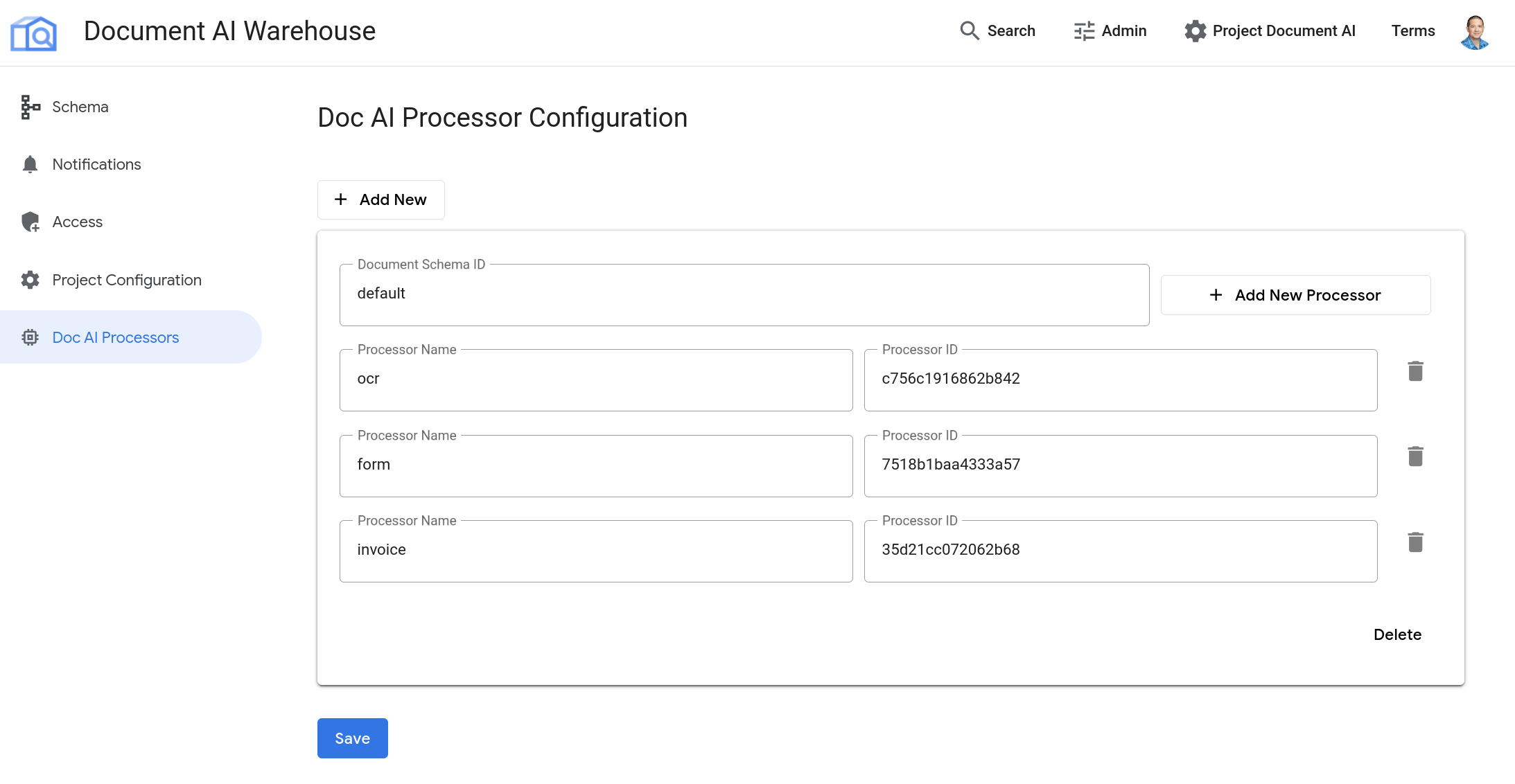 Document Processors in Document AI Warehouse