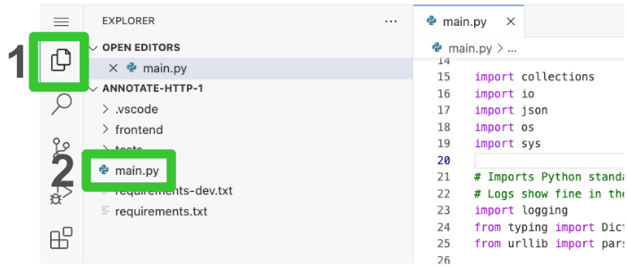 Open file Explorer by clicking the Duet AI logo