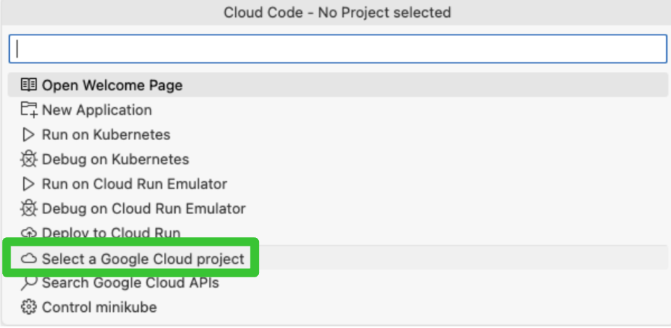 Klik Select a Google Cloud project