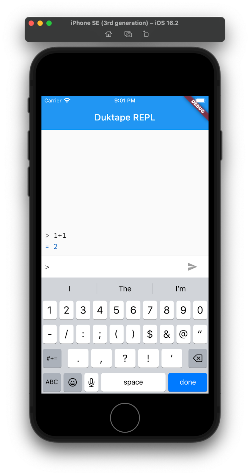 Duktape REPL running in an iOS simulator
