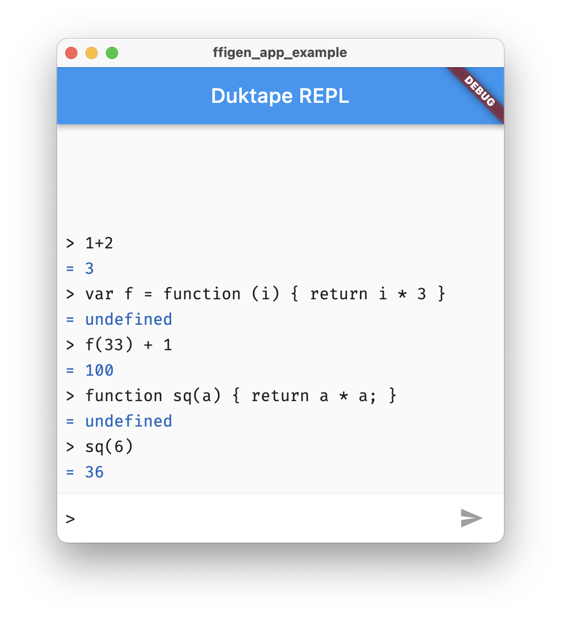 Duktape REPL running as a macOS application