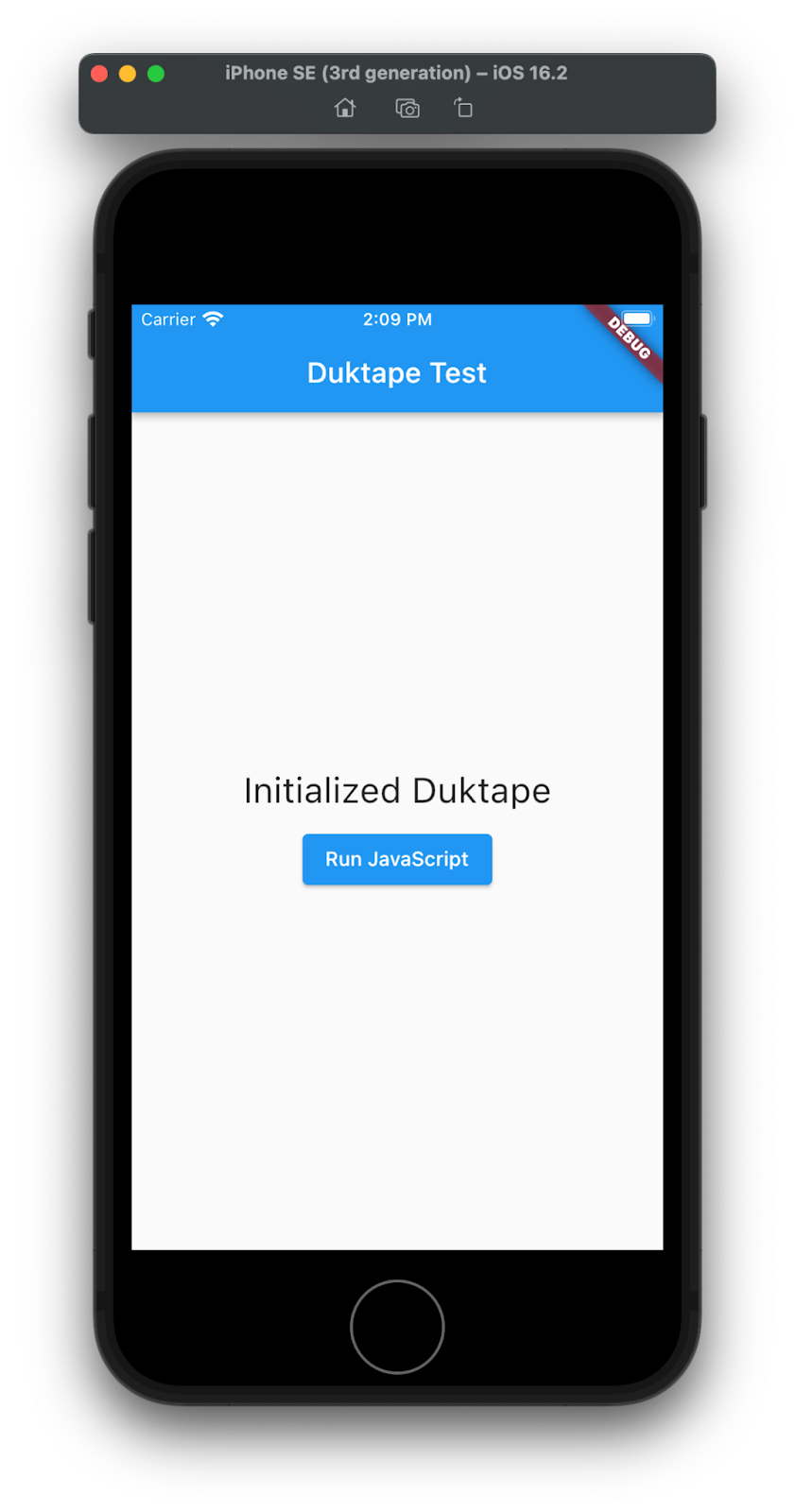 Showing Duktape initialized in an iOS simulator