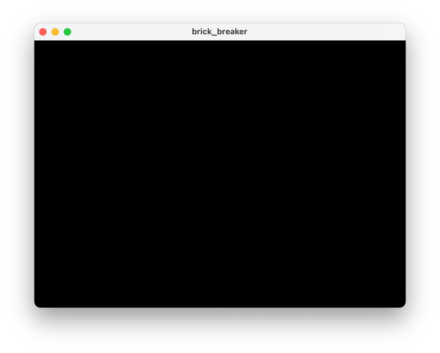 A screen shot showing a brick_breaker application window that is completely black.