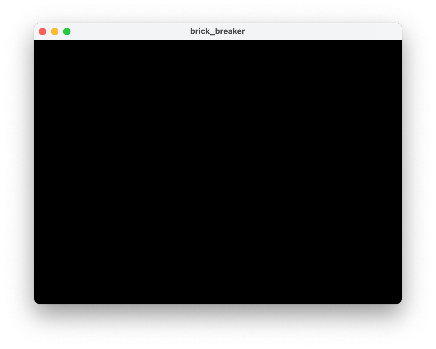 Zrzut ekranu przedstawiający całkowicie czarne okno aplikacji brick_breaker.