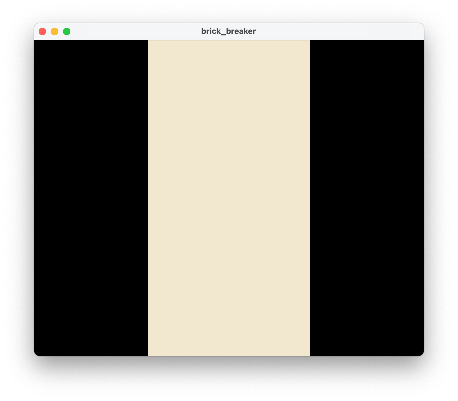 A screen shot showing a brick_breaker application window with a sand colored rectangle in the middle of the app window