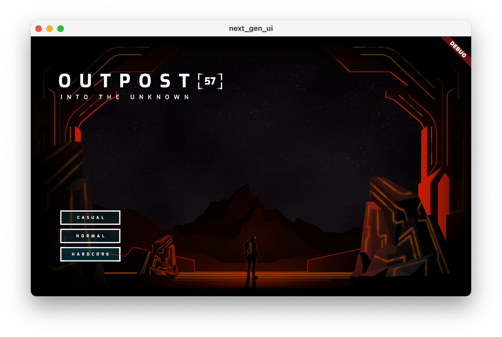 Aplikacja z ćwiczeniami programistycznymi z wybranym poziomem trudności „hardcore”, na której komponenty z obrazem są zabarwione na ognisty pomarańczowy kolor.