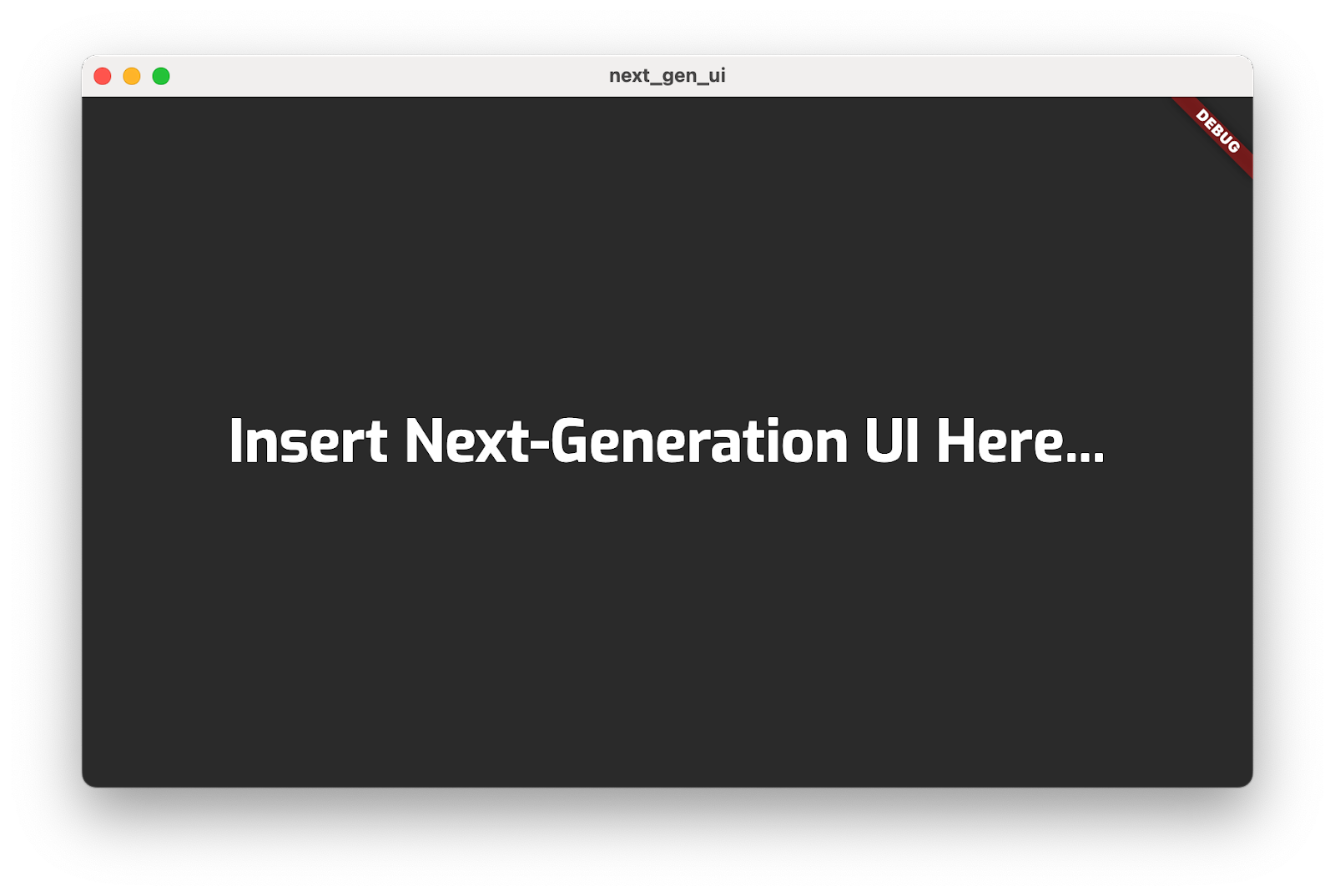 'Insert Next-Generation UI Here...' टाइटल वाला कोडलैब ऐप्लिकेशन चल रहा है