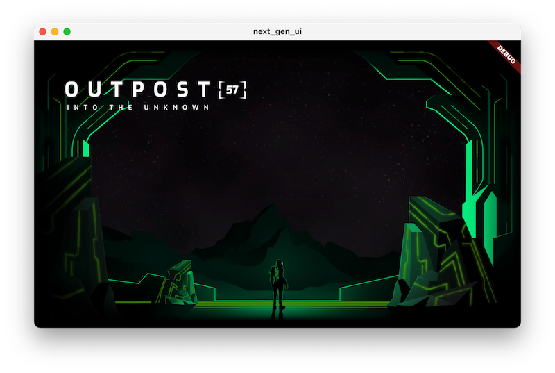 แอป Codelab ทำงานโดยใช้ชื่อว่า &quot;Outpost [57] ในสิ่งที่ไม่รู้จัก&quot;