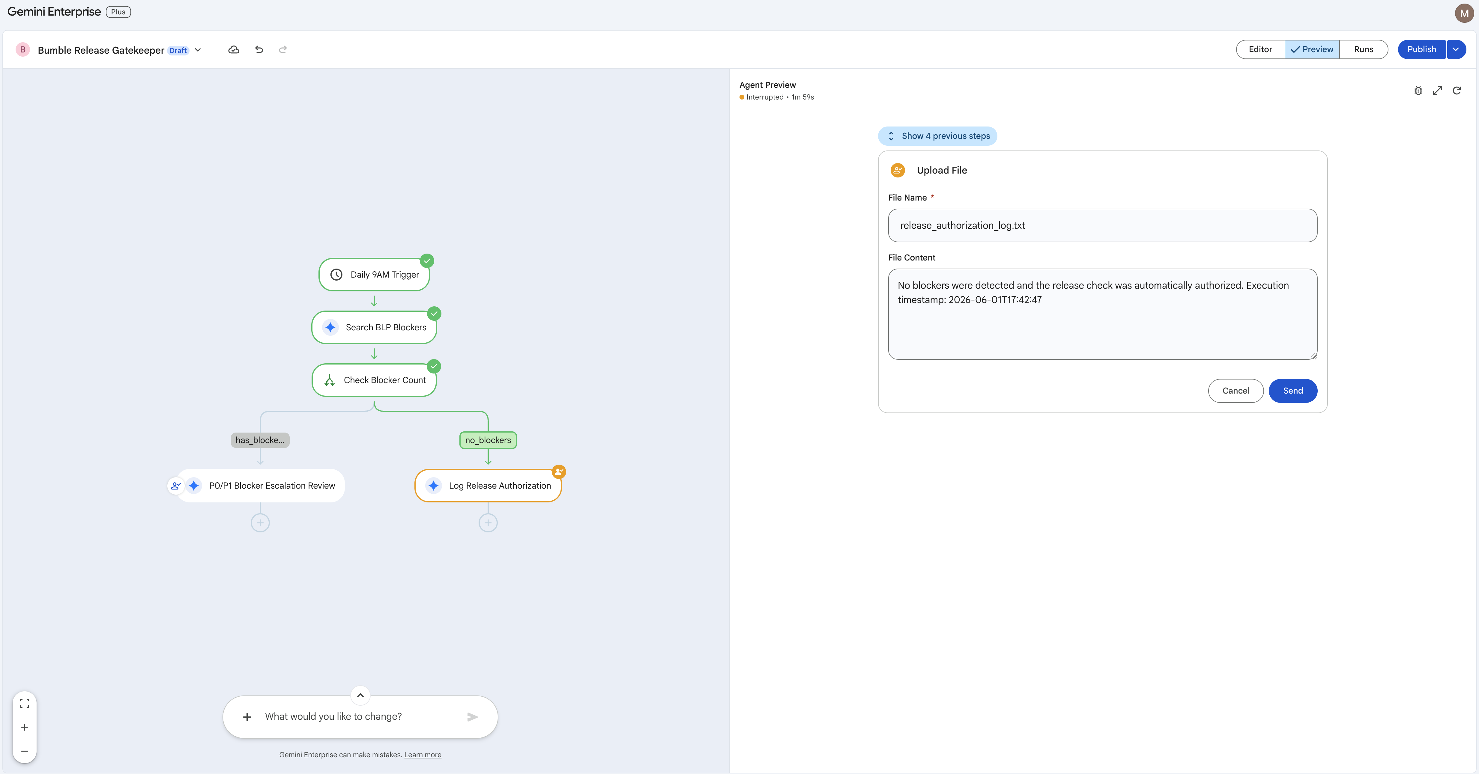 Verify the True-branch escalation node configuration
