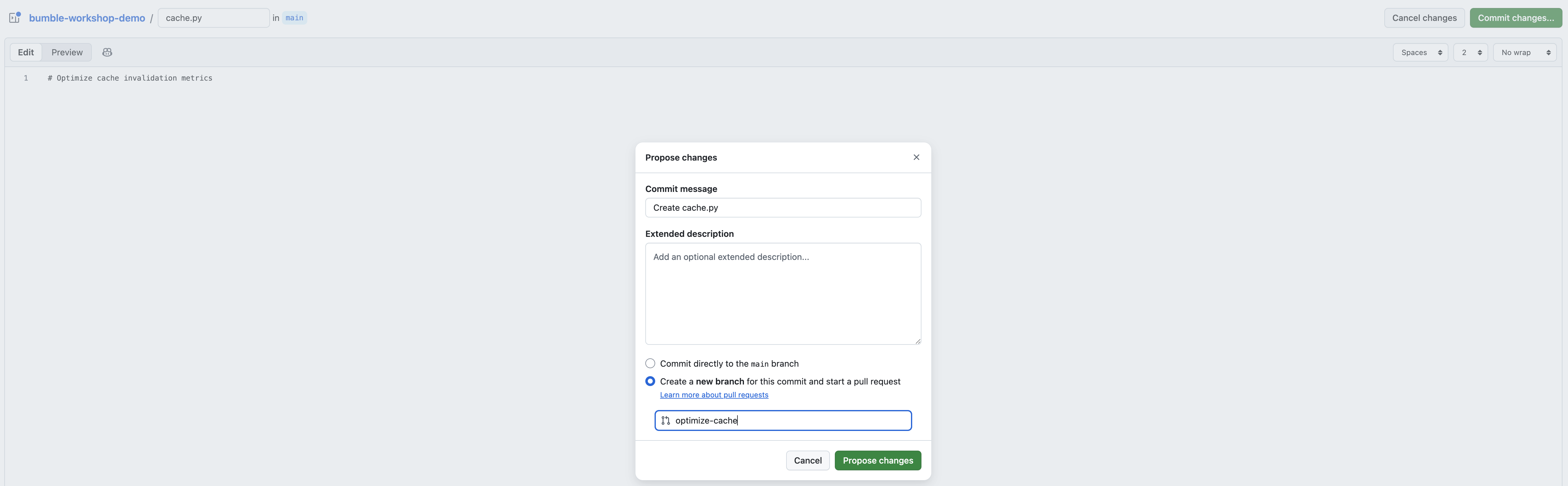 ایجاد شاخه optimize-cache برای شروع درخواست pull