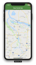 A screen shot of a Flutter app with a Google Map running in an iPhone simulator