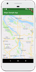A screen shot of a Flutter app with a Google Map running in an Android emulator