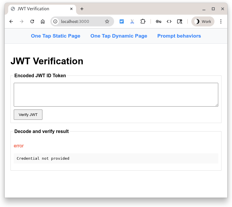 JWT Verify with no content