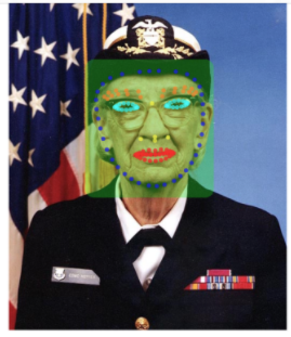 Gambar Grace Hopper mendemonstrasikan ML KIt Face Recognition API