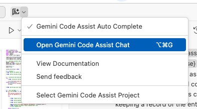 เมนู Gemini Code Assist