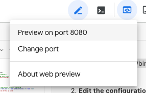 the preview menu open, with