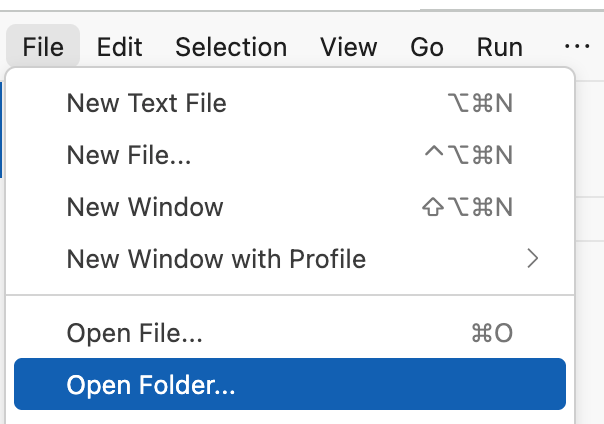 Menu &quot;Fichier&quot; de l&#39;éditeur Cloud Shell avec l&#39;option &quot;Ouvrir le dossier&quot; sélectionnée
