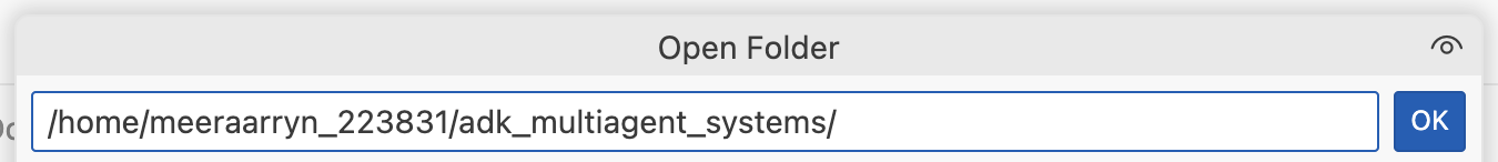Otwórz okno Folder ze ścieżką projektu