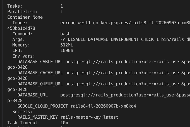 Вывод выполнения заданий gcloud run описывает JOBNAME