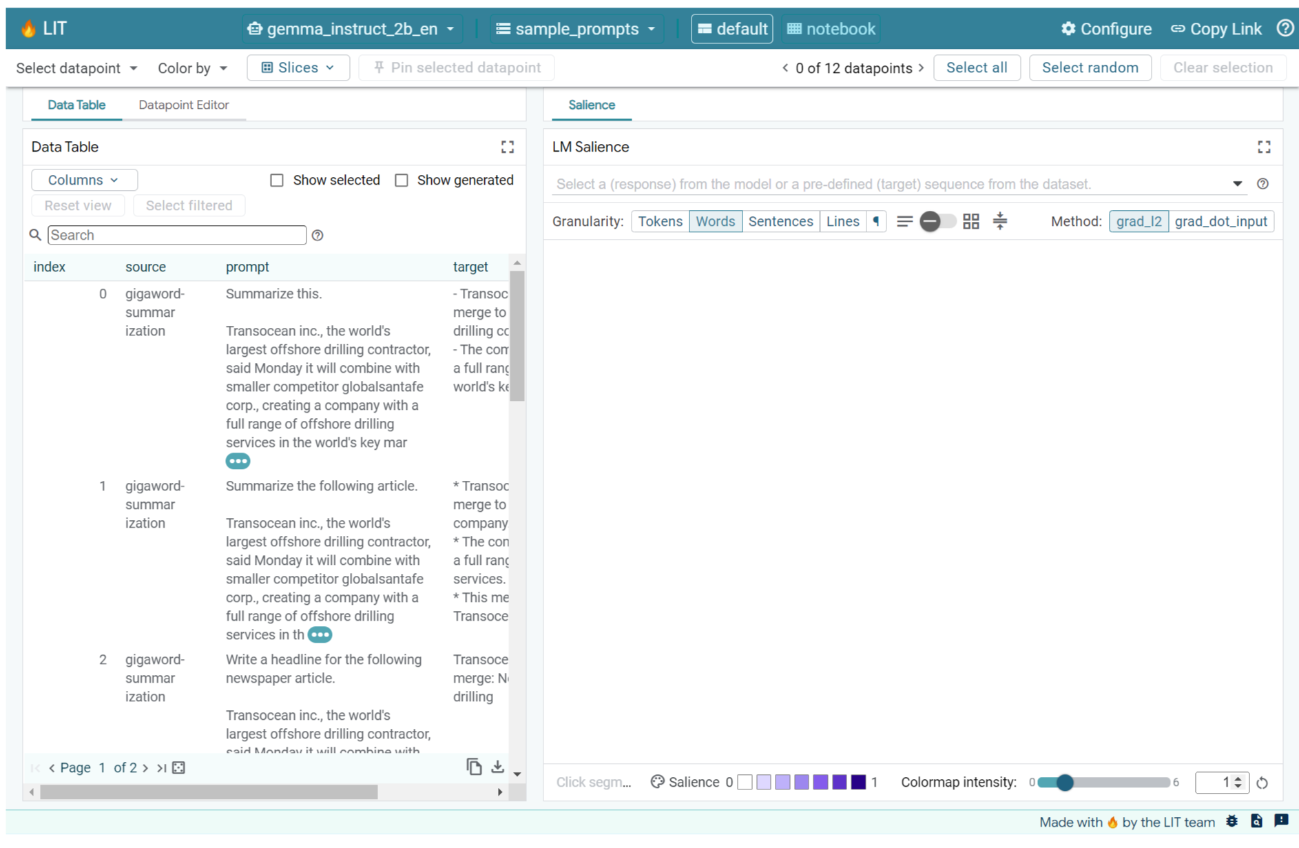 Demonstração da interface do LIT