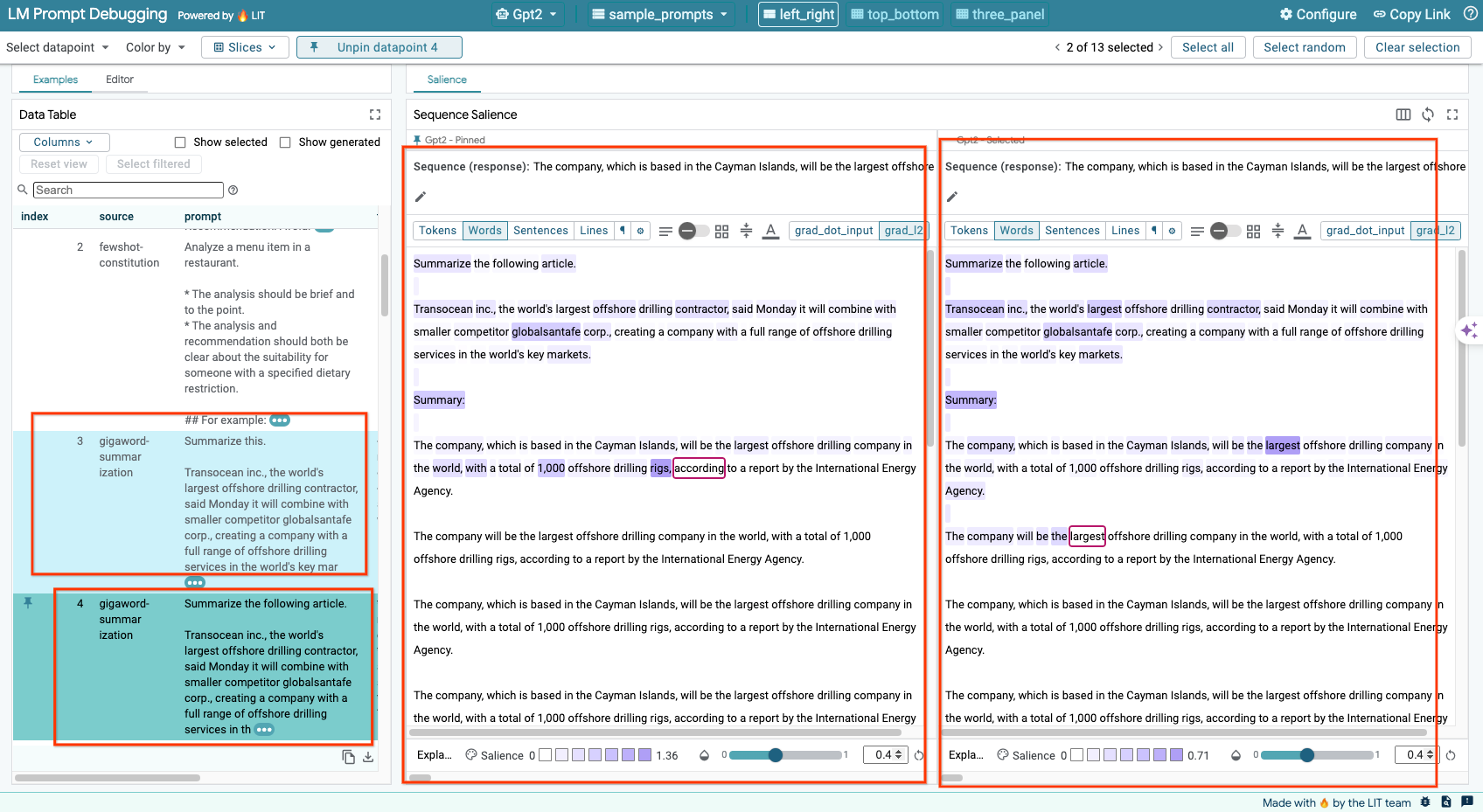 LIT Compare Datasets