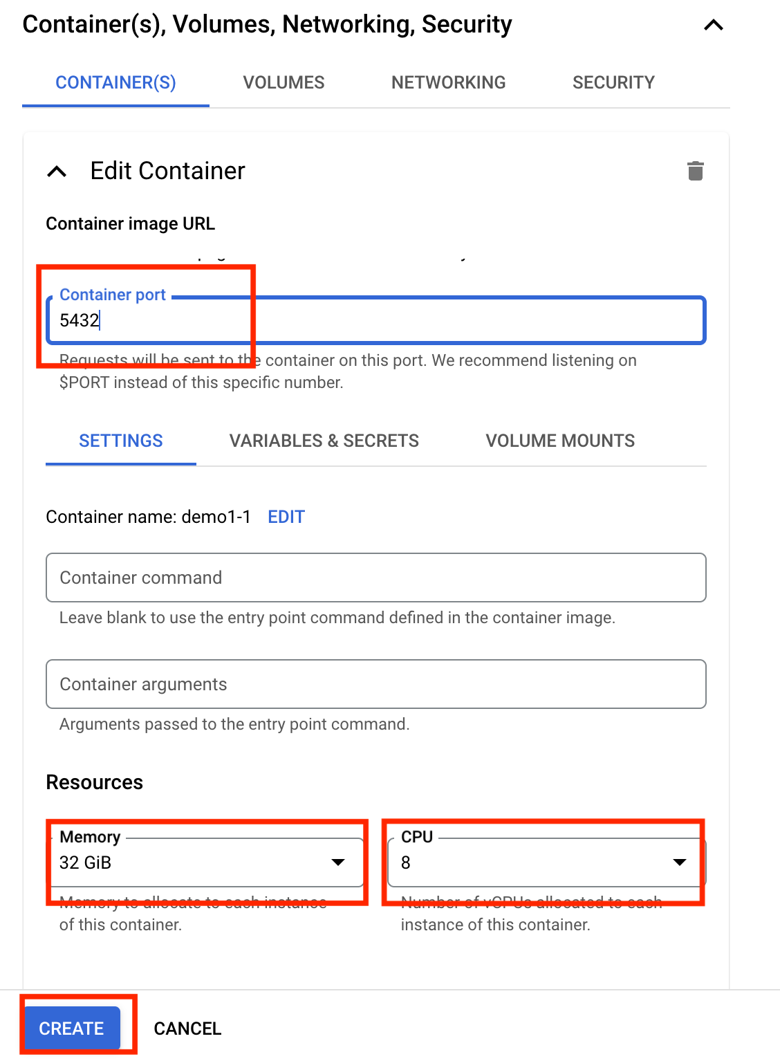 Google Cloud Container Config