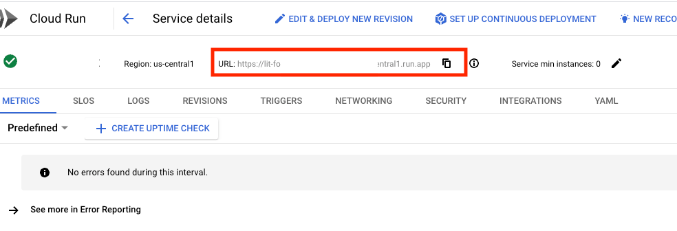 Google Cloud Find Service URL'si