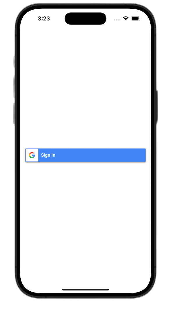 Nút Đăng nhập bằng Google ở chế độ tối của Khung SwiftUI trên trình mô phỏng iOS