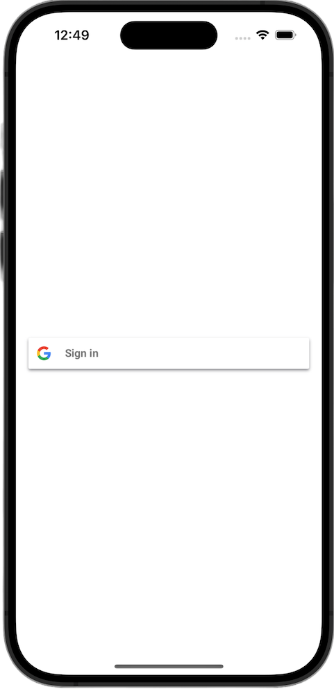 Botão "Fazer login com o Google" do framework SwiftUI no simulador do iOS