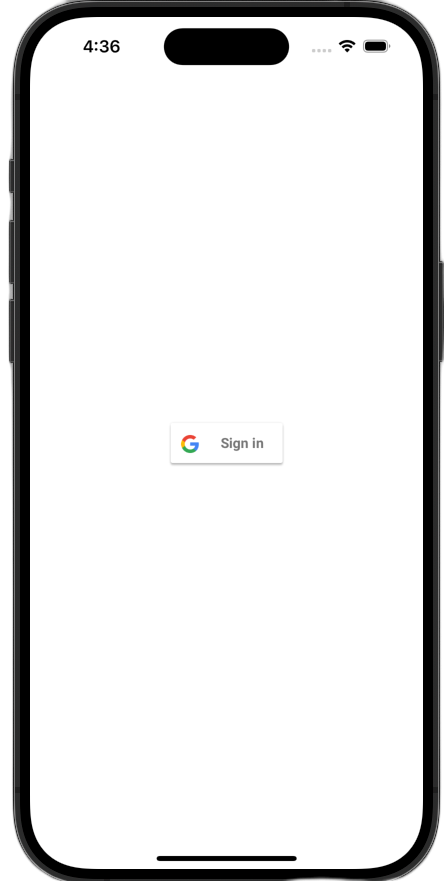 Botón de Acceder con Google del framework de UIKit en el simulador de iOS