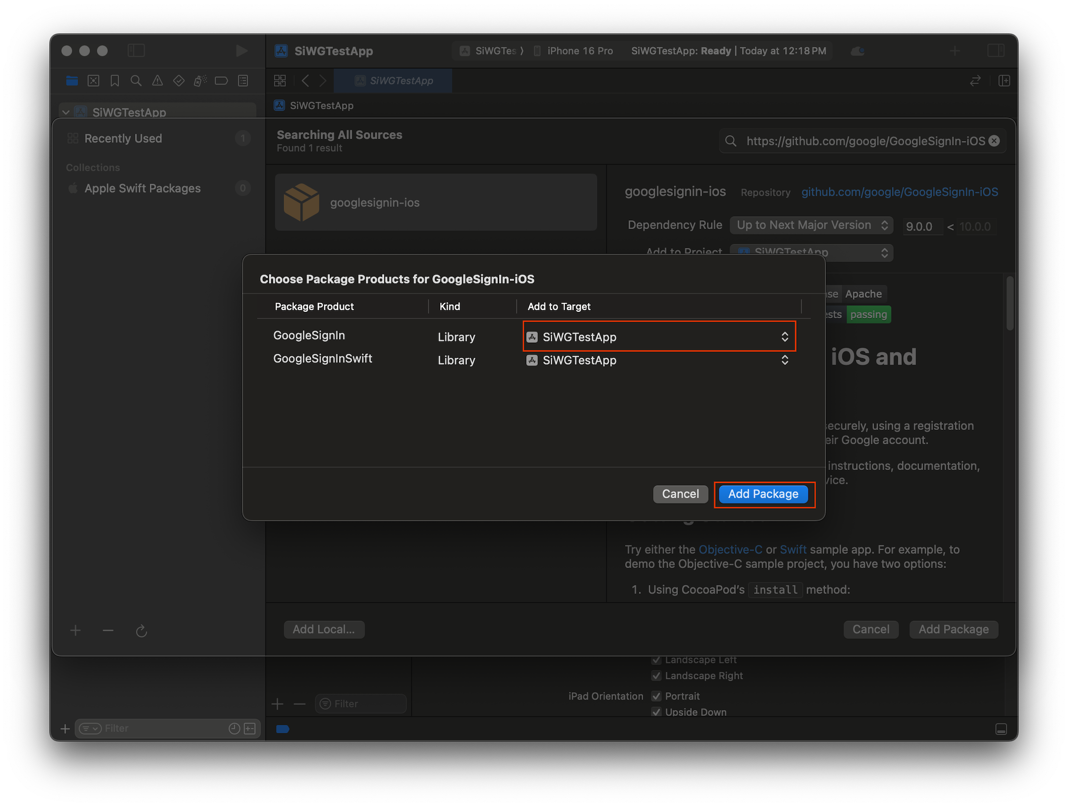 Adicionar a dependência "Fazer login com o Google" ao seu projeto