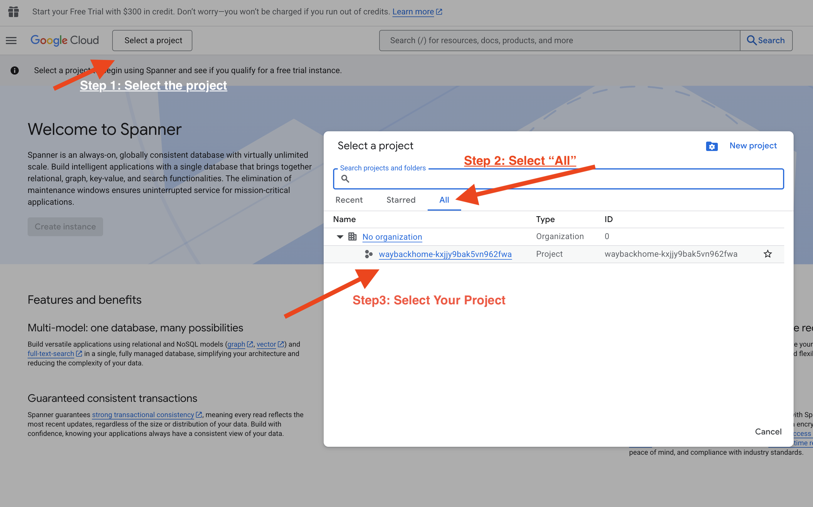 Sélecteur de projet