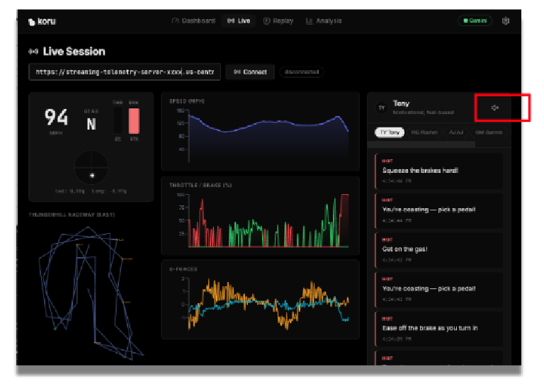 Example of the application running