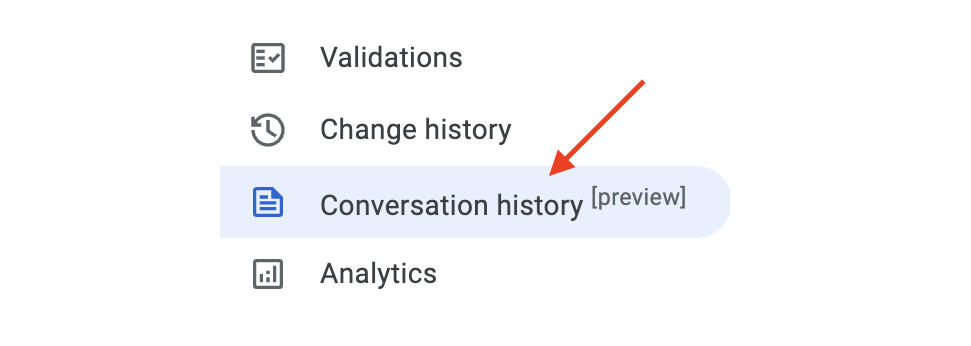 Conversation history in Dialogflow CX