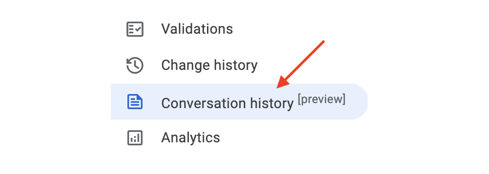 Historial de conversaciones en Dialogflow CX