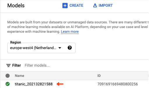 select model for deployment