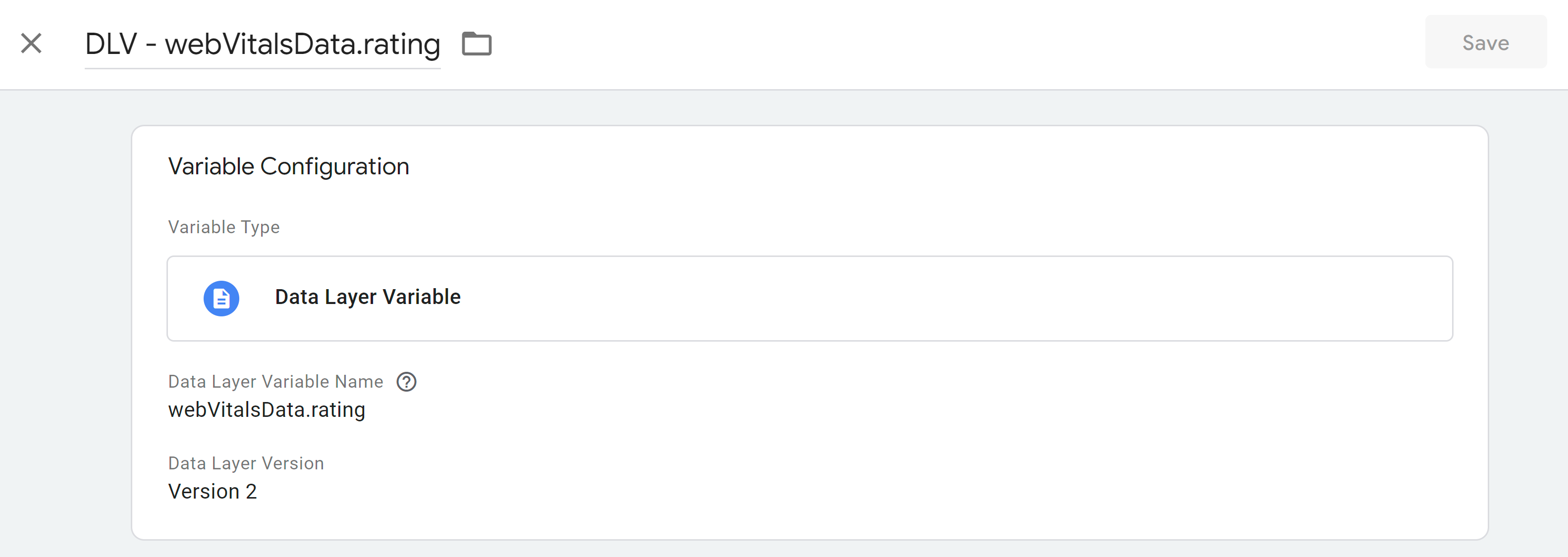 Configuração da quarta variável da dataLayer.