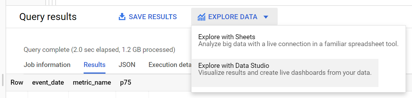 Eksplorowanie za pomocą opcji Studia danych w BigQuery