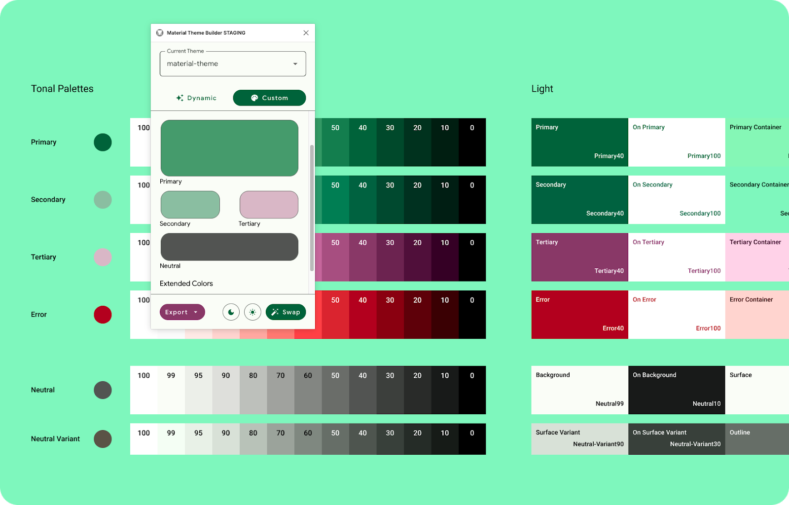 Material on sale color palette