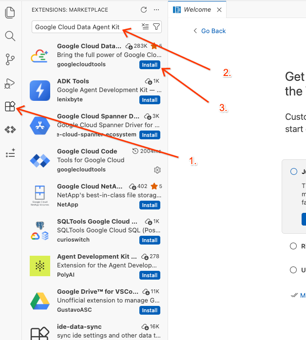Instalowanie pakietu Data Agent Kit