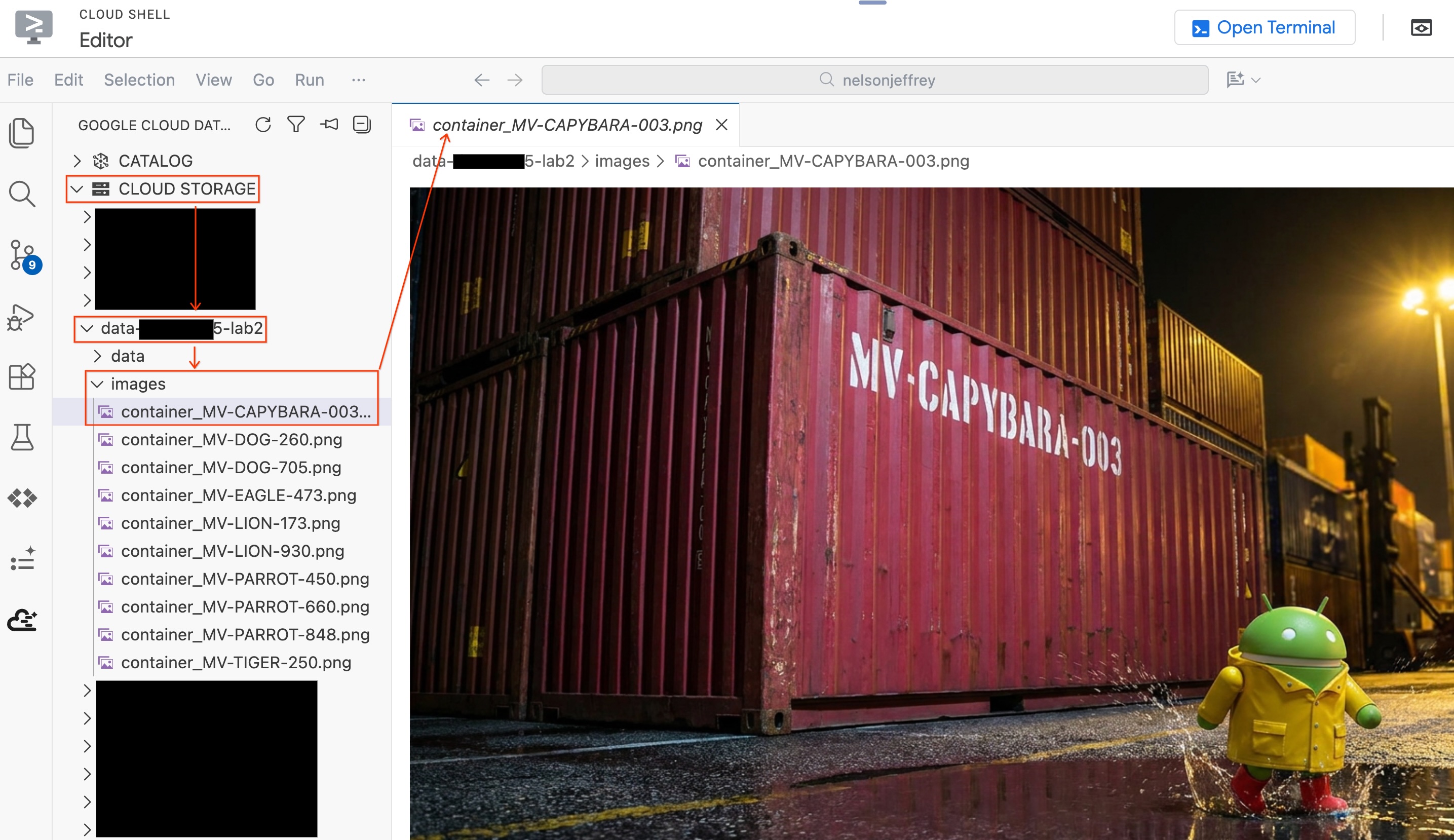 Pratinjau gambar Cloud Storage