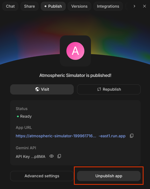 App un-publishing step