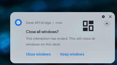 إشعار &quot;إغلاق جميع النوافذ&quot; في نظام التشغيل ChromeOS