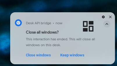 Уведомление ChromeOS «Закрыть все окна»