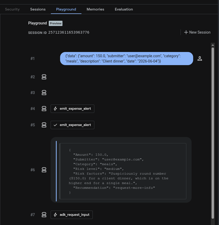 JSON 回應，要求提供 $150 美元費用的詳細資訊。